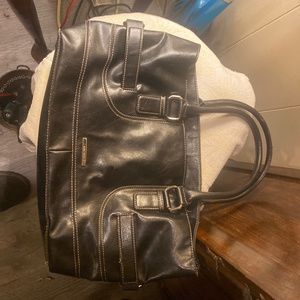 NINE WEST  BLACK LEATHER SHOULDER BAG